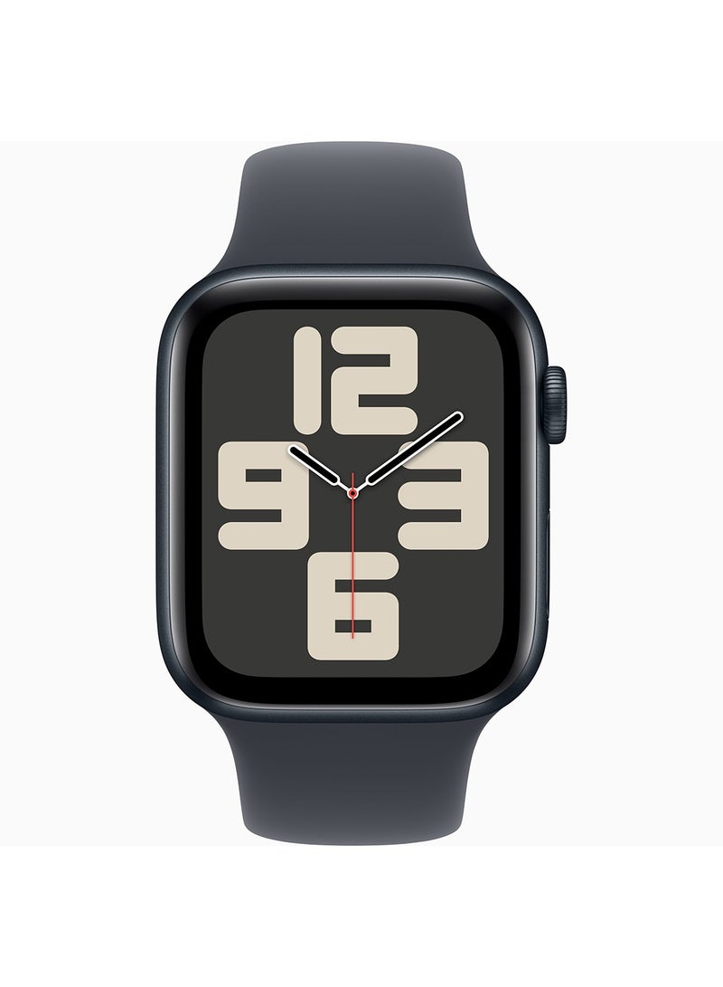 Apple - Renewed-Watch SE (2024) GPS 44mm Midnight Aluminium Case With Midnight Sport Band Midnight Sport Band - Image 1