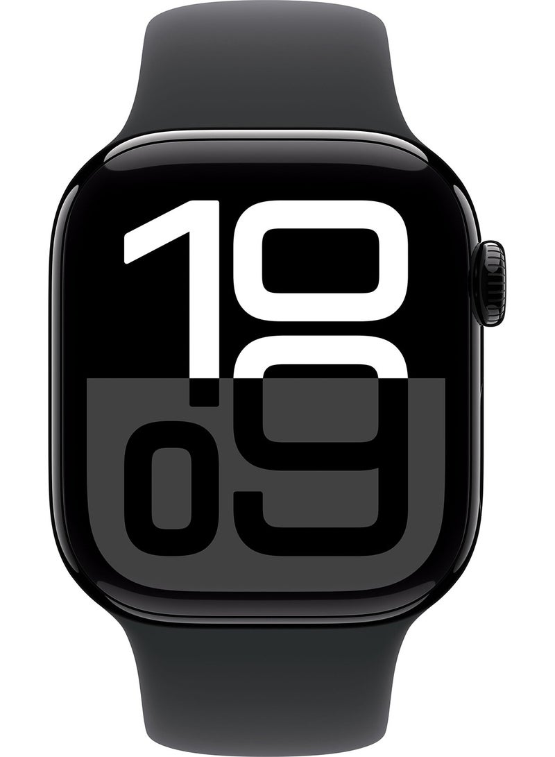 Apple - Renewed-Watch Series 10 GPS 46mm Jet Black Aluminium Case With Black Sport Band Black Sport Band - Image 1