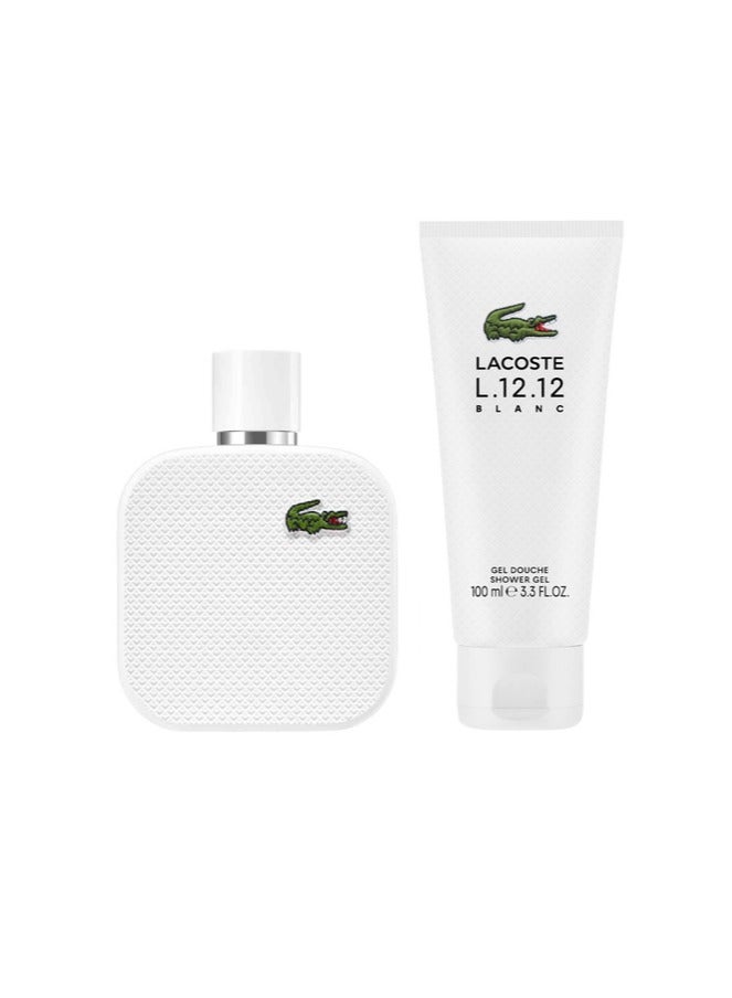 لاكوست Lacoste  L.12.12 Blanc Eau de Toilette 100ml + Shower Gel 100ml Gift Set 100+100ml  - Image 2