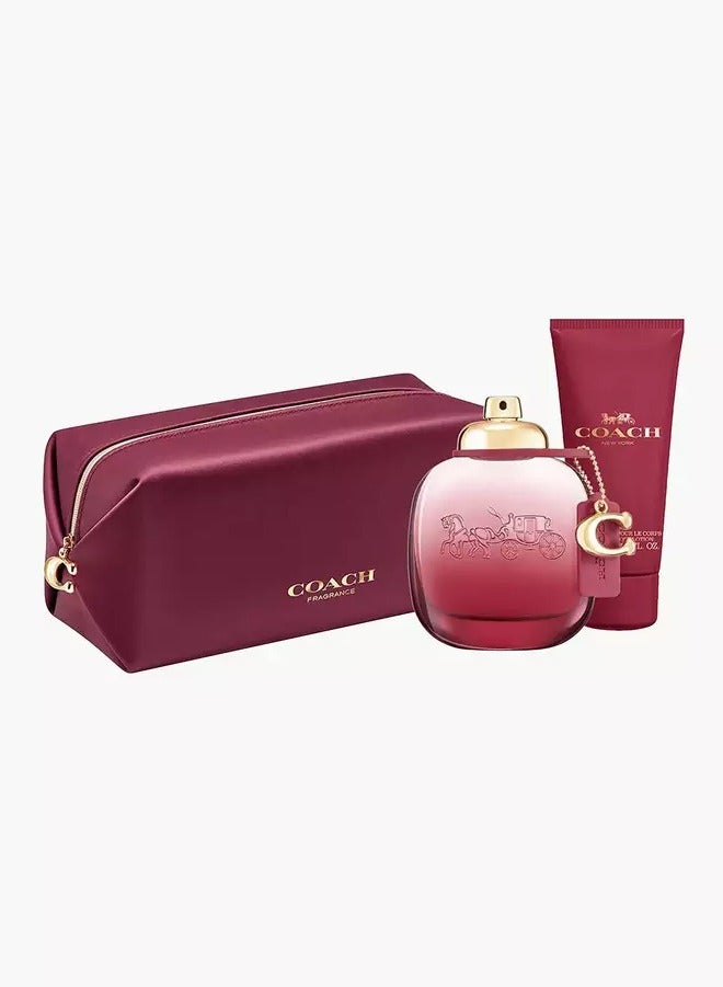 كوتش Coach Wild Rose Gift Set for Women 90ml + Body Lotion 100ml + Toiletry Bag 90+100ml  - Image 2