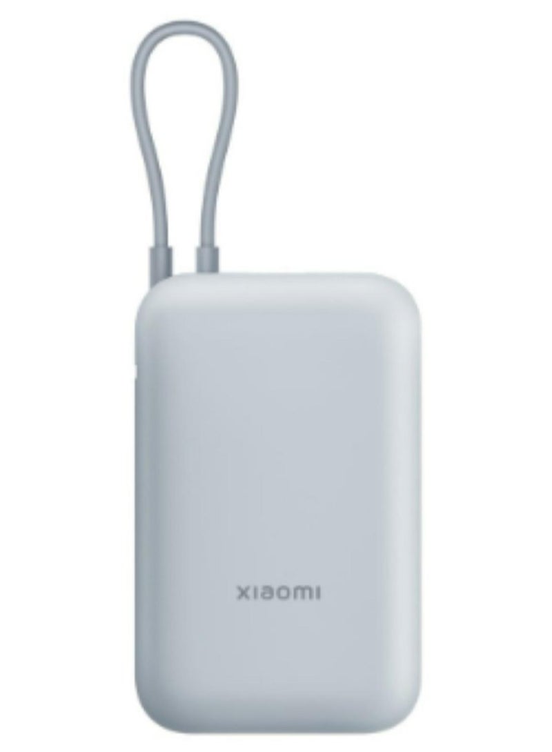 شاومي باور بانك 10000 مللي أمبير (كابل مدمج) أزرق جليدي | 22.5 واط كحد أقصى | شحن سريع ثنائي الاتجاه من نوع-C | تسع طبقات من حماية السلامة - Image 1