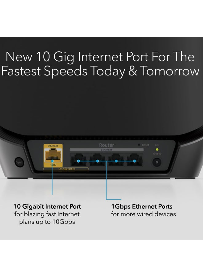NETGEAR RBK862SB Orbi Tri-band WiFi 6 Mesh 2-Pack| Orbi AX6000 Router + 1 Satellite Extender, Up to 6Gbps Speed, Covers Up to 5,400 sq. ft.100+ Devices, 10Gbps Internet Port - Black Edition Black  - Image 4