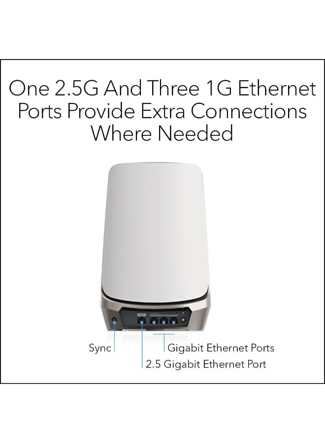 NETGEAR RBSE960 Orbi 960 Series Quad-band WiFi 6E Mesh Satellite| WiFi Extension Unit, Up to 10.8Gbps Speed, Covers additonal 3,000 sq.ft, 2.5Gbps Ethernet Port - White Edition White  - Image 4