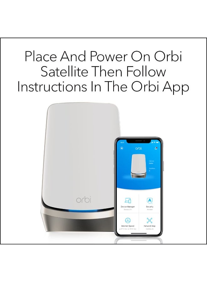 NETGEAR RBSE960 Orbi 960 Series Quad-band WiFi 6E Mesh Satellite| WiFi Extension Unit, Up to 10.8Gbps Speed, Covers additonal 3,000 sq.ft, 2.5Gbps Ethernet Port - White Edition White  - Image 5