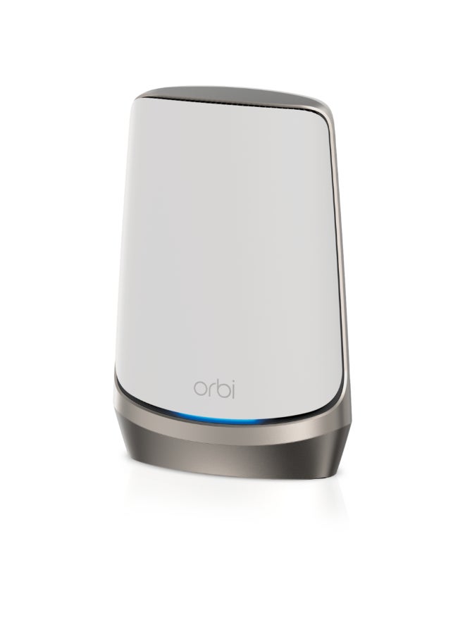 NETGEAR - RBSE960 Orbi 960 Series Quad-band WiFi 6E Mesh Satellite| WiFi Extension Unit, Up to 10.8Gbps Speed, Covers additonal 3,000 sq.ft, 2.5Gbps Ethernet Port - White Edition White - Image 1
