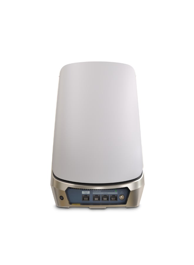 NETGEAR - RBSE960 Orbi 960 Series Quad-band WiFi 6E Mesh Satellite| WiFi Extension Unit, Up to 10.8Gbps Speed, Covers additonal 3,000 sq.ft, 2.5Gbps Ethernet Port - White Edition White - Image 1