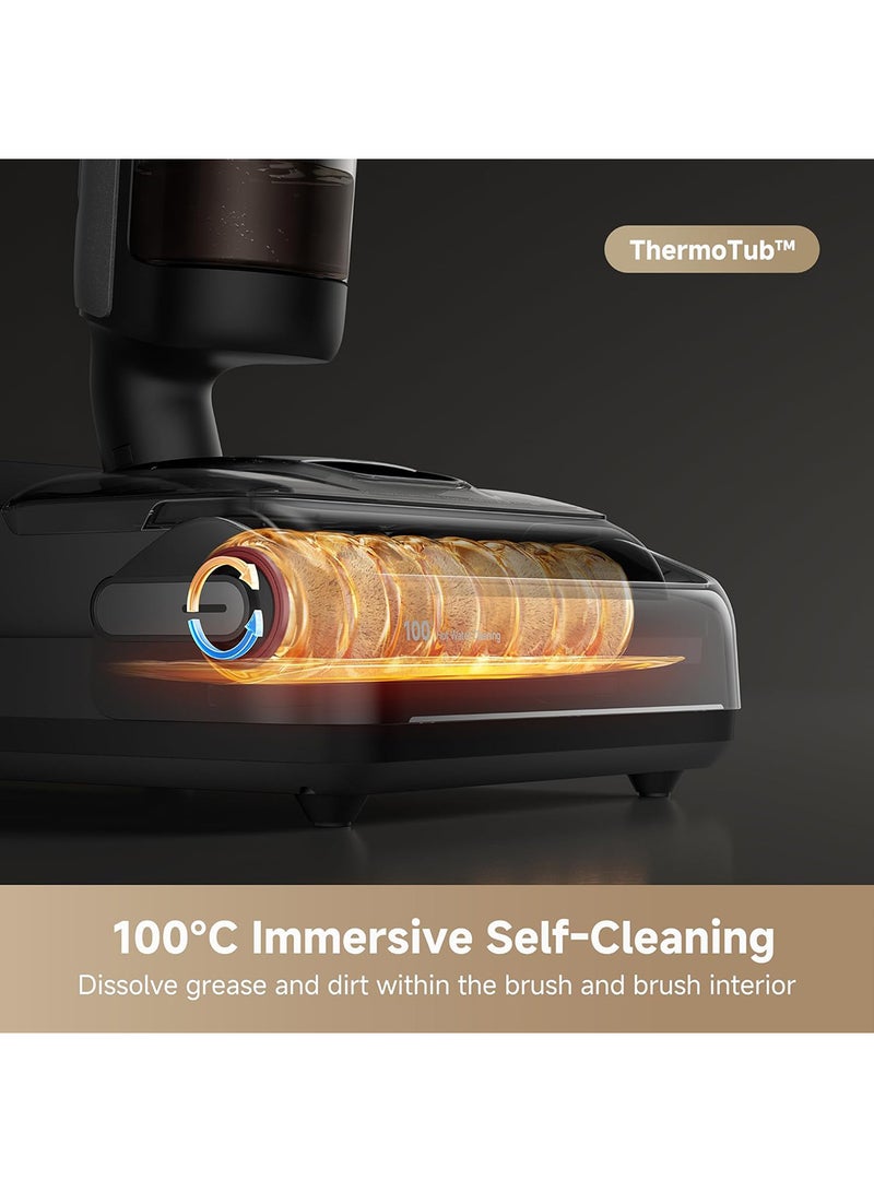 دريم - H15 Pro Wet and Dry Vacuum, GapFree AI DescendReach Robotic Arm, Triple Edge Coverage, 21KPa Suction, 0 Tangle, Immersive 100°C Brush Wash, 5 min 90°C Drying, 180° Lie-Flat, App Control 200 W HHR46A Black - Image 1
