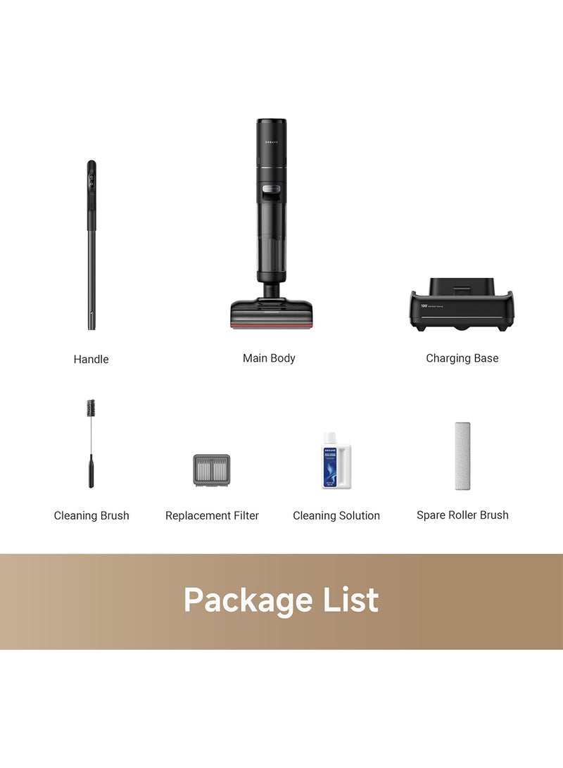 دريم - H15 Pro Wet and Dry Vacuum, GapFree AI DescendReach Robotic Arm, Triple Edge Coverage, 21KPa Suction, 0 Tangle, Immersive 100°C Brush Wash, 5 min 90°C Drying, 180° Lie-Flat, App Control 200 W HHR46A Black - Image 1