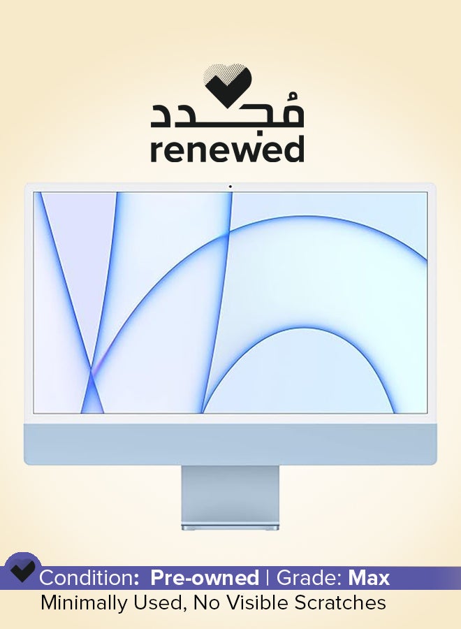Apple - Renewed - iMac A2438 AIO With 24-Inch Display,Apple M1 chip With 8‑Core CPU And 8‑Core GPU Processor/8GB RAM/512GB SSD/macOS English/Arabic Blue - Image 1