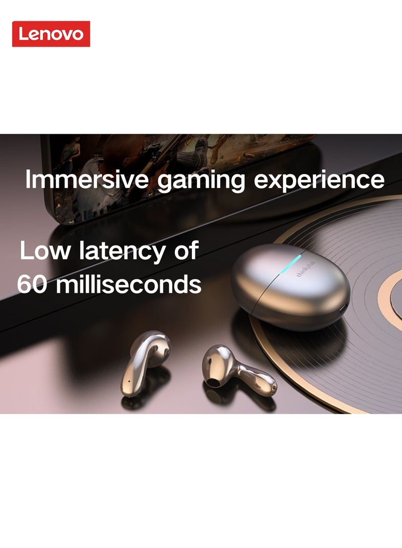 Lenovo - LP48- True Wireless Earphones with 13mm Drivers, 25-Hour Battery, Comfortable Semi-In-Ear Design, Low Latency Gaming Mode, and Bluetooth 5.4 grey - Image 1