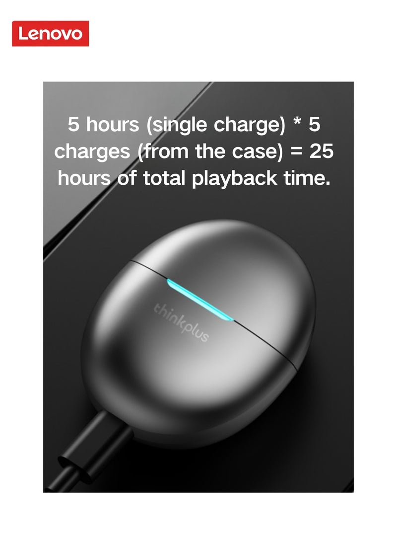 Lenovo - LP48- True Wireless Earphones with 13mm Drivers, 25-Hour Battery, Comfortable Semi-In-Ear Design, Low Latency Gaming Mode, and Bluetooth 5.4 grey - Image 1