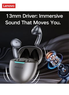 Lenovo LP48- True Wireless Earphones with 13mm Drivers, 25-Hour Battery, Comfortable Semi-In-Ear Design, Low Latency Gaming Mode, and Bluetooth 5.4 grey  - Image 5