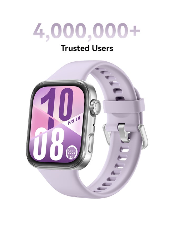 Watch FIT4 Smart Watch, 1.82” Display, 100+ Sports modes, Fitness and Sleep Tracker, Heart Rate Monitor, Emotional Wellbeing Assistant, up to 10-Day Battery Life, iOS & Android Purple