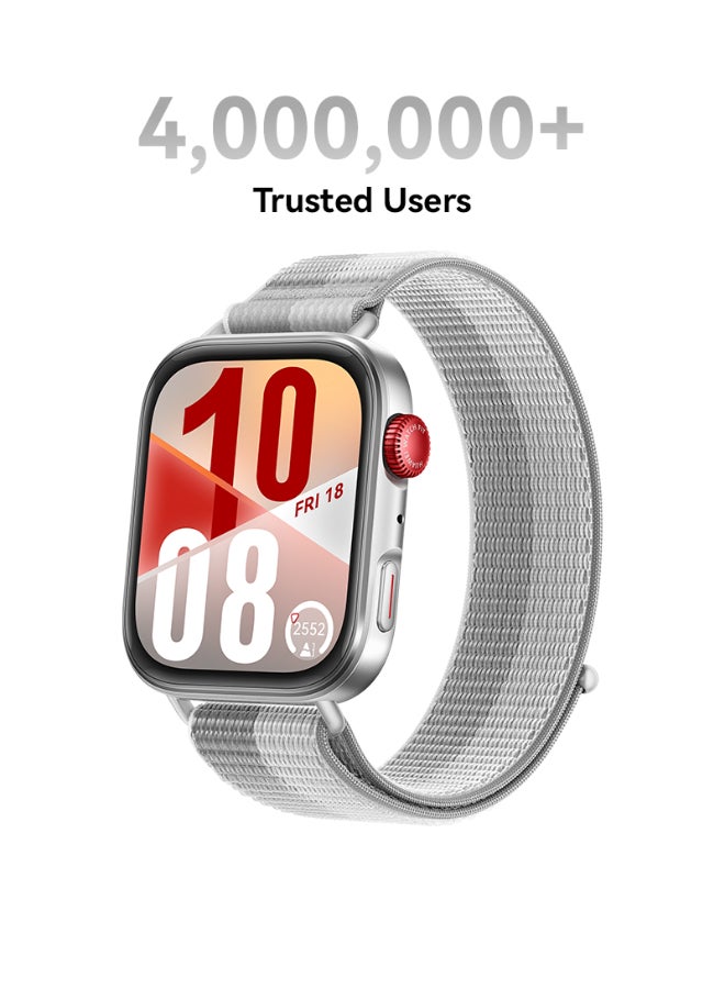 Watch FIT4 Smart Watch, 1.82” Display, 100+ Sports modes, Fitness and Sleep Tracker, Heart Rate Monitor, Emotional Wellbeing Assistant, up to 10-Day Battery Life, iOS & Android Grey