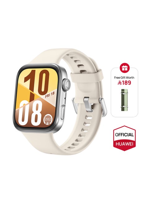 WATCH FIT 4 Smart Watch, 1.82-Inch Display, 100+ Sports Modes, Heart Rate Monitor, Emotional Wellbeing Assistant, up to 10-Day Battery Life, iOS And Android + Free Strap - White