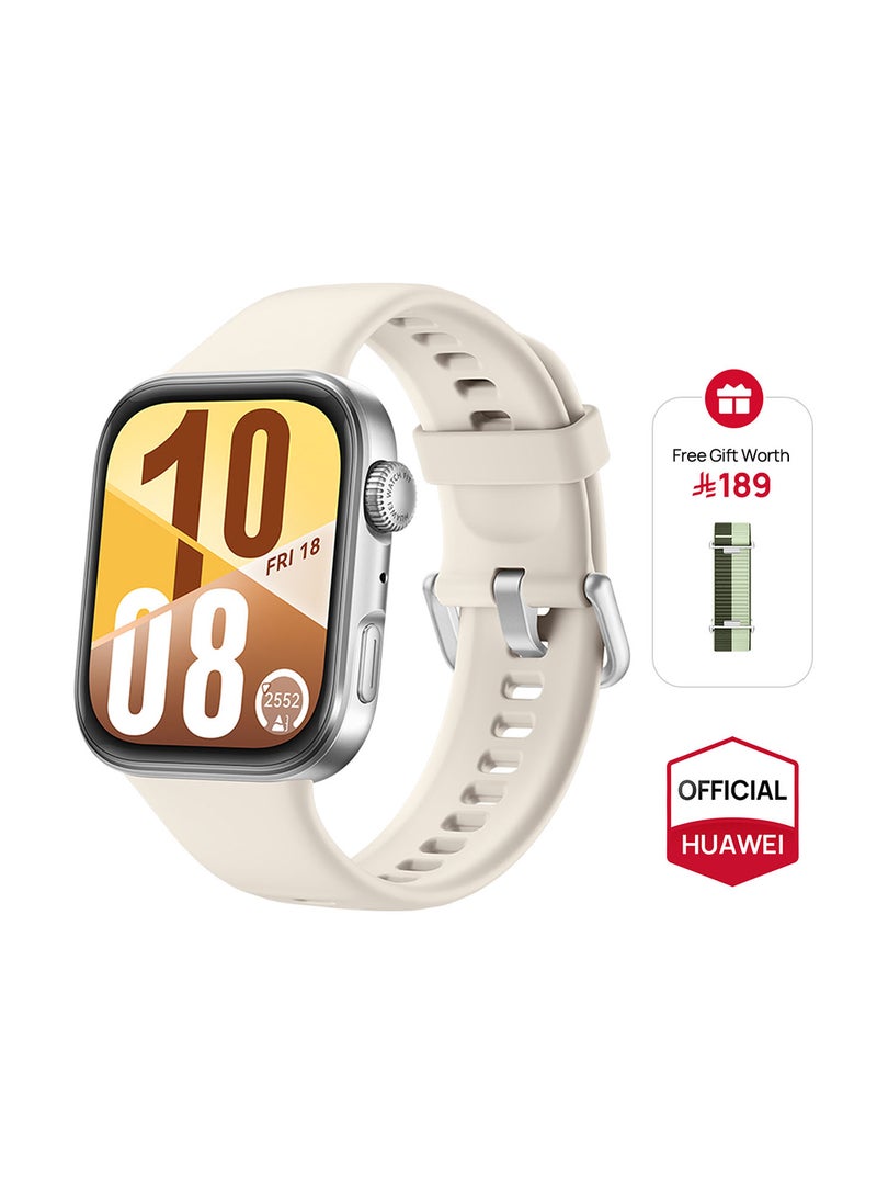 HUAWEI - WATCH FIT 4 Smart Watch, 1.82-Inch Display, 100+ Sports Modes, Heart Rate Monitor, Emotional Wellbeing Assistant, up to 10-Day Battery Life, iOS And Android + Free Strap - White - Image 1