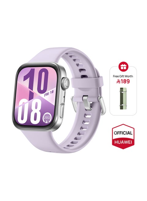 WATCH FIT 4 Smart Watch, 1.82-Inch Display, 100+ Sports Modes, Heart Rate Monitor, Emotional Wellbeing Assistant, up to 10-Day Battery Life, iOS And Android + Free Strap - Purple