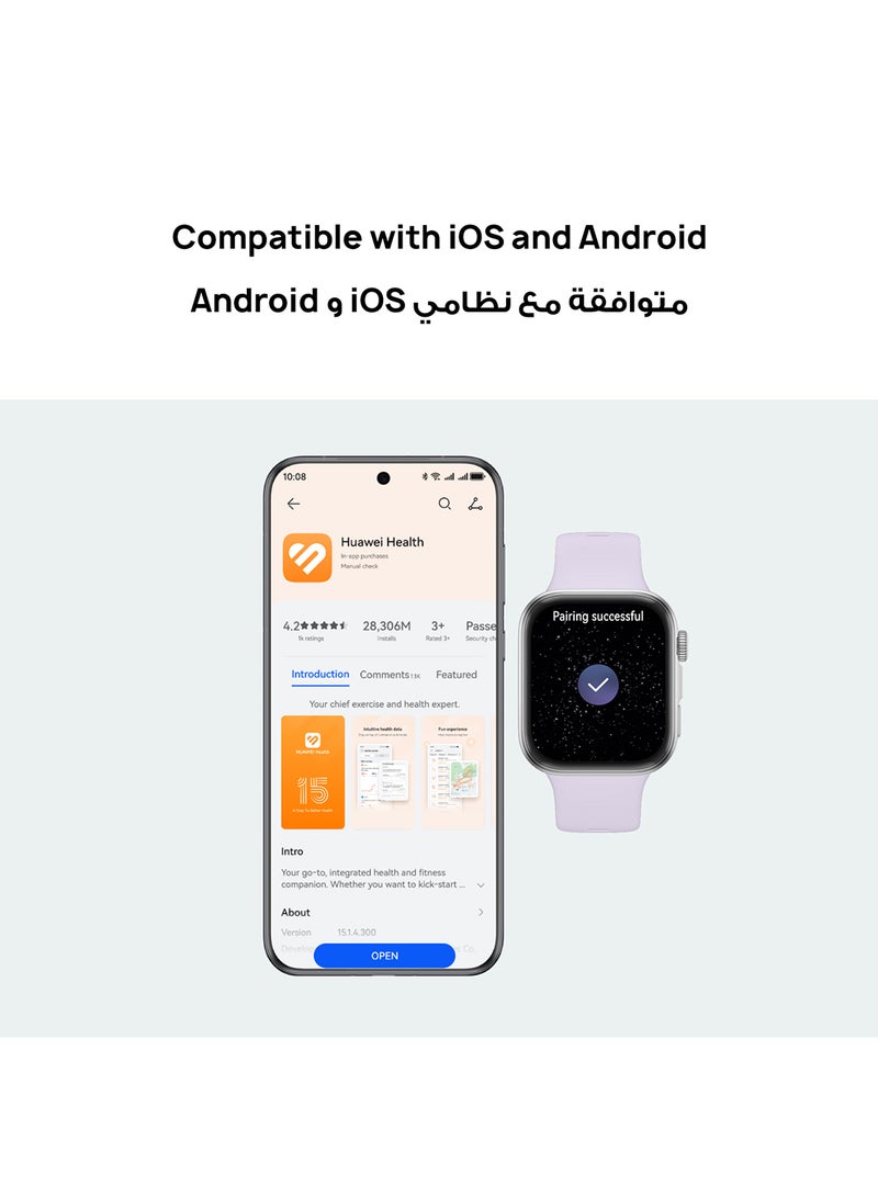 HUAWEI - WATCH FIT 4 Smart Watch, 1.82-Inch Display, 100+ Sports Modes, Heart Rate Monitor, Emotional Wellbeing Assistant, up to 10-Day Battery Life, iOS And Android + Free Strap - Grey - Image 1
