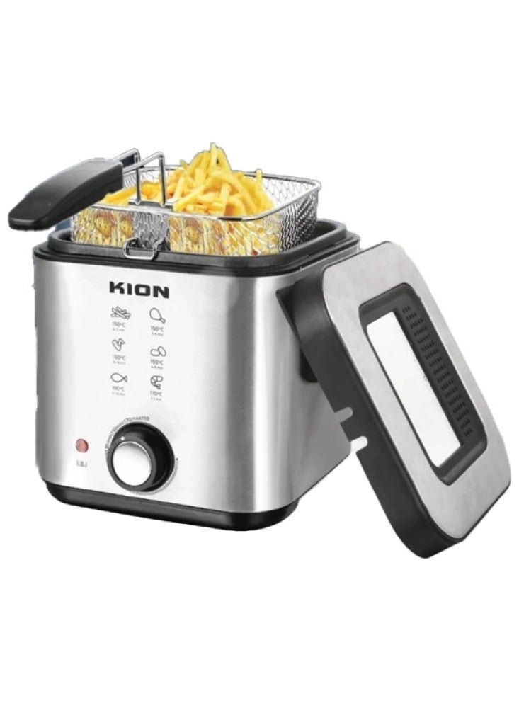 كيون Kion Deep Fryer, 800–900W, 1.5L Stainless Steel, Adjustable Temperature Control, Glass Lid 1.5 L 900 W FDF1509MS00 silver  - Image 1