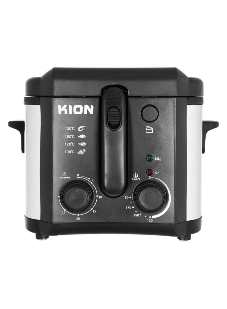كيون قلاية عميقة، 1450–1600 واط، سعة 2.5 لتر، هيكل بلاستيكي وفولاذ مقاوم للصدأ، درجة حرارة قابلة للتعديل ومؤقت، غطاء زجاجي شفاف - Image 1