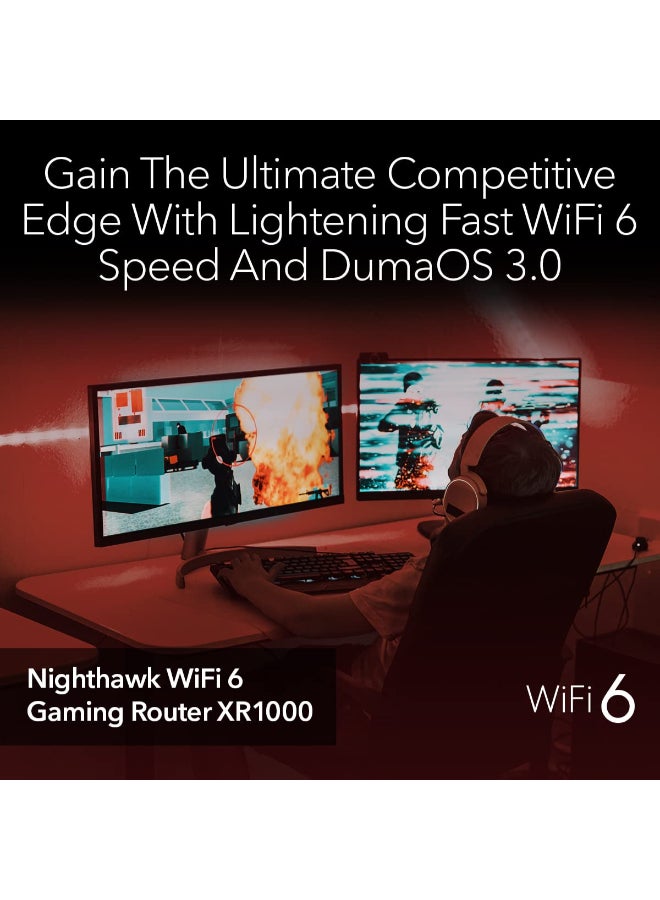 NETGEAR Nighthawk WiFi 6 Gaming Router | Fast XR1000 WiFi 6 speeds up to 5.4Gbps, Powered by DUMA OS 3.0, Geo Fencing & Ping Heatmap, Bandwidth Allocation, 4K/8K Streaming Black  - Image 2