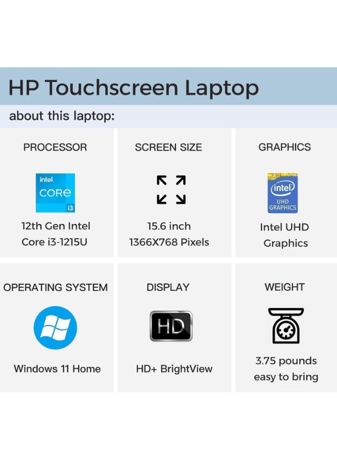 HP Business Laptop With 15.6-Inch HD Display, Core i3-1215U Processor/16GB RAM/1TB SSD/Intel UHD Graphics/Windows 11 Home English/Arabic Silver  - Image 3