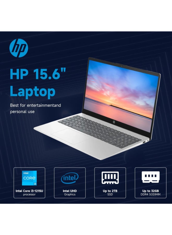 HP Business Laptop With 15.6-Inch HD Display, Core i3-1215U Processor/16GB RAM/512GB SSD/Intel UHD Graphics/Windows 11 Home English/Arabic Silver  - Image 3