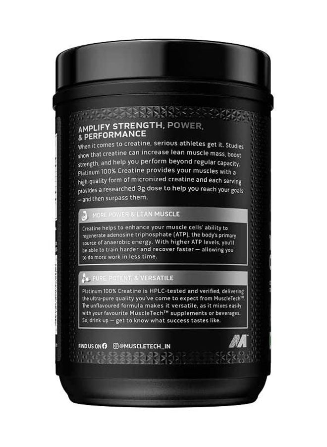 Platinum 100% Creatine Monohydrate Unflavoured 400g, 132 Servings 3g Per Serving