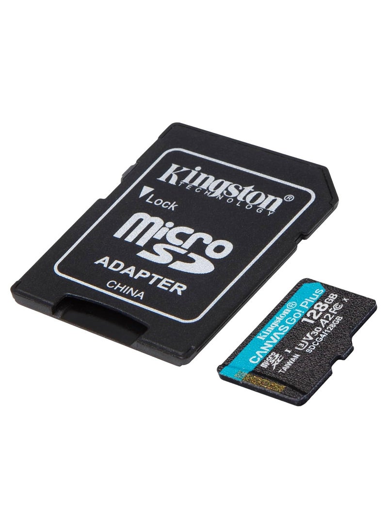 Kingston Canvas Go Plus microSDXC Memory Card Gen4 200MB/s A2 U3 V30 128GB Card + Adapter SDG4/128GB | 128 GB - Image 2