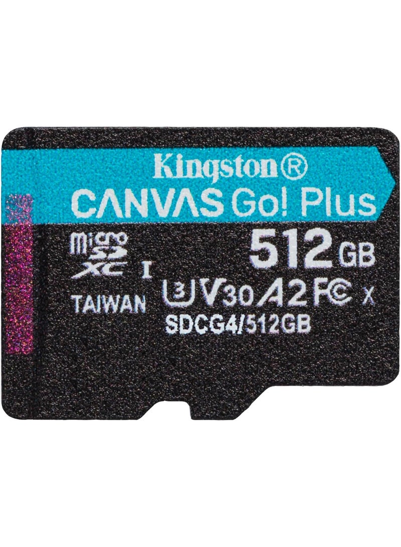 Kingston Canvas Go Plus microSDXC Memory Card Gen4 200MB/s A2 U3 V30 Single Package Without ADP-SDCG4/512GBSP | 512 GB  - Image 1