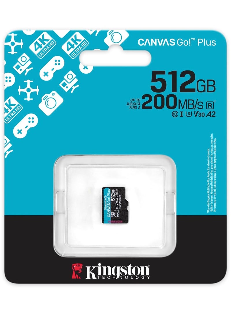 Kingston Canvas Go Plus microSDXC Memory Card Gen4 200MB/s A2 U3 V30 Single Package Without ADP-SDCG4/512GBSP | 512 GB  - Image 3
