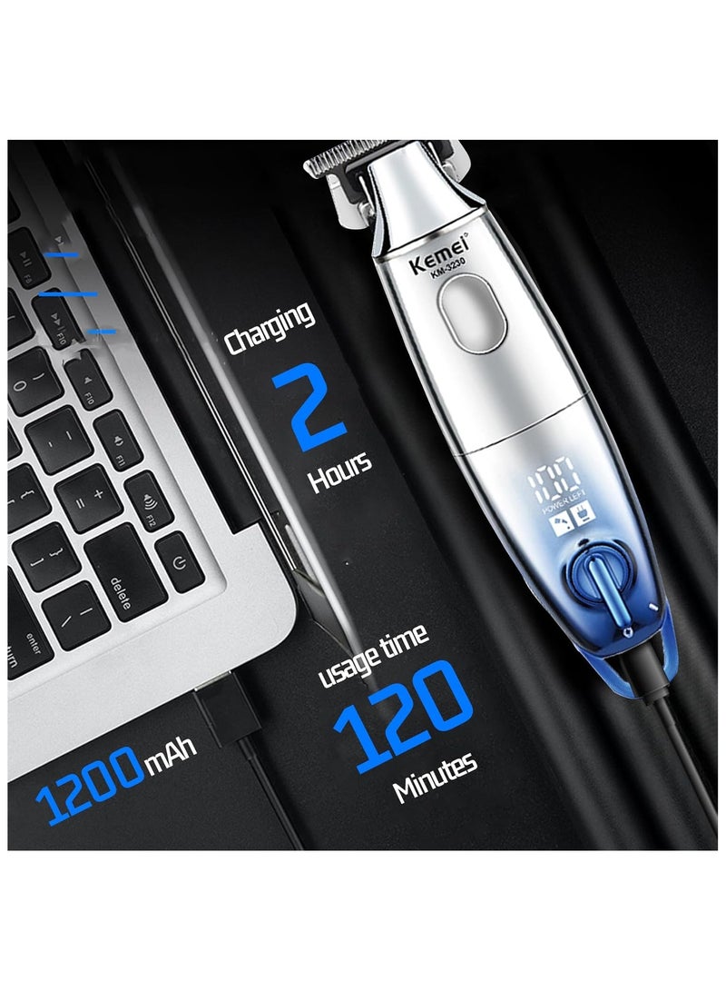 Kemei KEMEI Professional Cordless Men's Shaver Electric Hair Clipper with LCD Display Rechargeable T-Blade Hair Trimmer for Men KM-3230 - Image 3