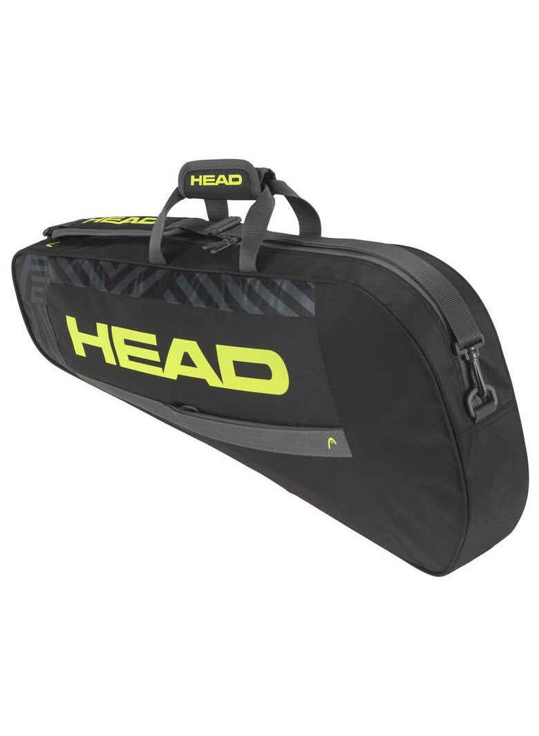 HEAD Base Racquet Bag | Black/Neon Yellow | Size - S | For Upto 3 Racquets 