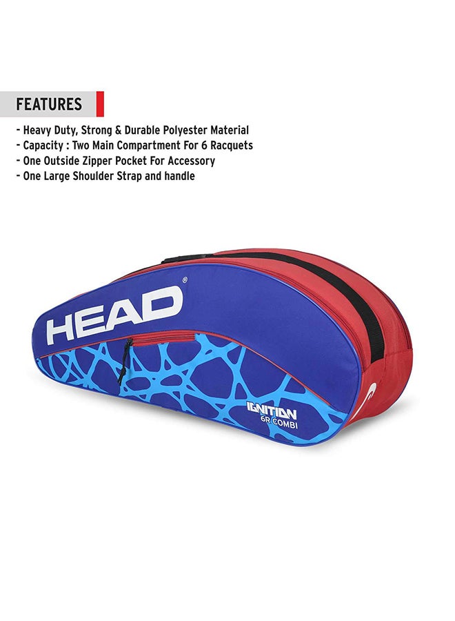 HEAD Ignition 6R Combi Polyester Badminton Kit Bag | Size - Large | Dedicated Compartments | Unisex - Men, Boys, Girls, Women  - Image 2