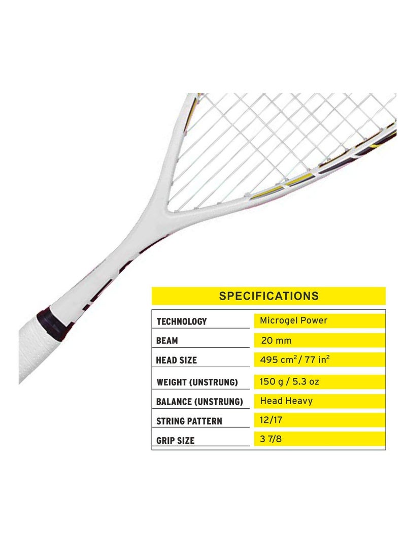 HEAD Microgel Blast Squash Racquet | Ideal for Men, Women and Adult Kids | 3/7-8 | Grip Size : 3 3/4 inches | Lightweight | Material : Graphite  - Image 2