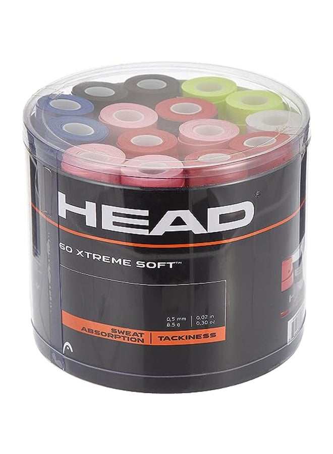 HEAD Extreme Soft Racquet Overgrip 60 Pack Assorted Jar Of Tennis Racket Grip Tape Multicolour  - Image 1