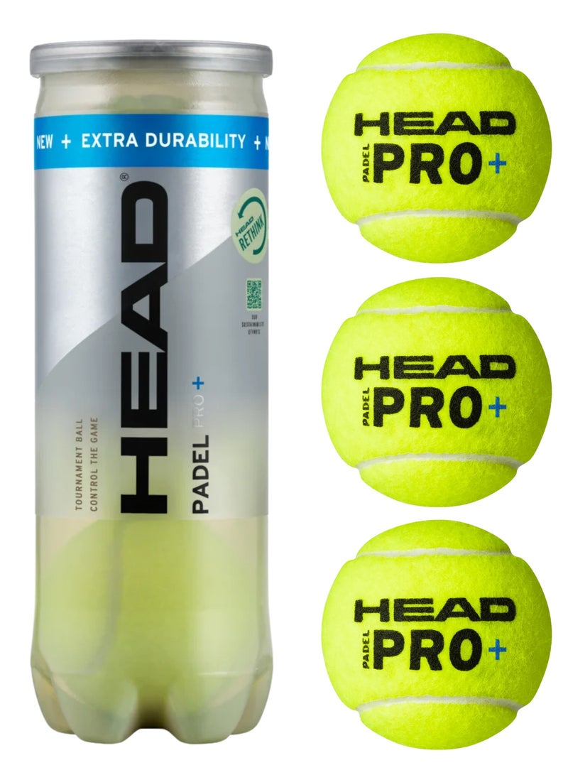 HEAD Head Pro+ 2025 Padel Balls (3 Balls) by Head  - Image 1