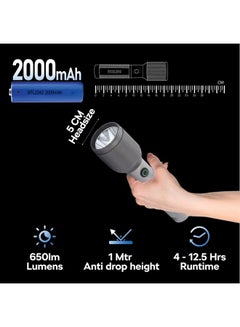 فيليبس 650 Lumens Aircraft Aluminium Alloy LED Rechargeable Flashlight  19.2 x 3.2 x 5 cm SFL2242/56 Grey and Black  - Image 3