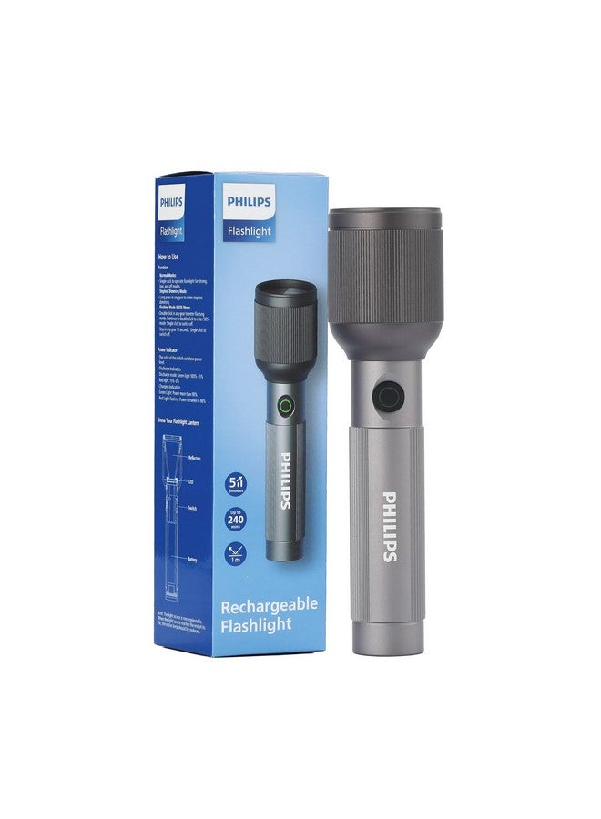 فيليبس 650 لومن مصباح يدوي LED قابل لإعادة الشحن من سبائك الألمنيوم للطائرات 19.2 × 3.2 × 5 سم SFL2242/56 - Image 1