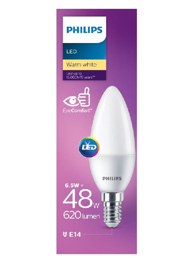 Philips 6.5W Ergonomic High Quality Convenient Long Lasting E14 B35 LED Candle  11 x 3.6 x 3.6 cm PHI-929002274284 White - Image 1