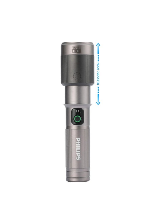 Philips 2000 Lumens Aircraft Aluminium Alloy Zoom LED Rechargeable Flashlight Grey and Black 21.3 x 4.4 x 6.05 cm SFL5101/56 - Image 1
