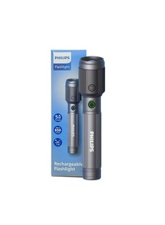 فيليبس 650 Lumens Aircraft Aluminium Alloy Long Range Zoom LED Rechargeable Flashlight 14.9 x 2.3 x 3.2 cm SFL2141/56 Grey and Black  - Image 2