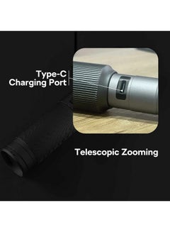 فيليبس 650 Lumens Aircraft Aluminium Alloy Long Range Zoom LED Rechargeable Flashlight 14.9 x 2.3 x 3.2 cm SFL2141/56 Grey and Black  - Image 4