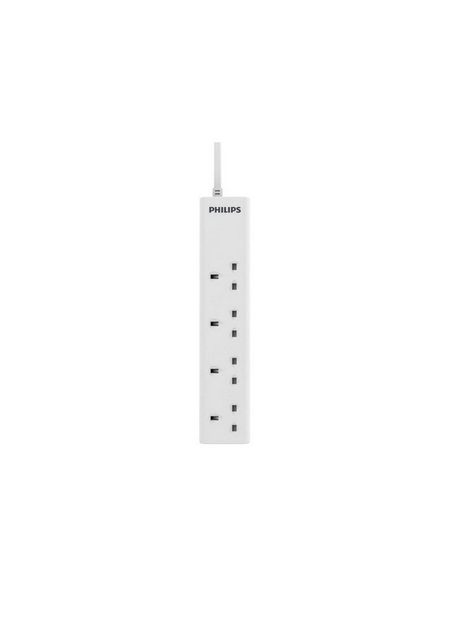 Philips 13A 4-Socket UK Plug Power Extension Cord White 2 m CHP1143WA/89 white - Image 1