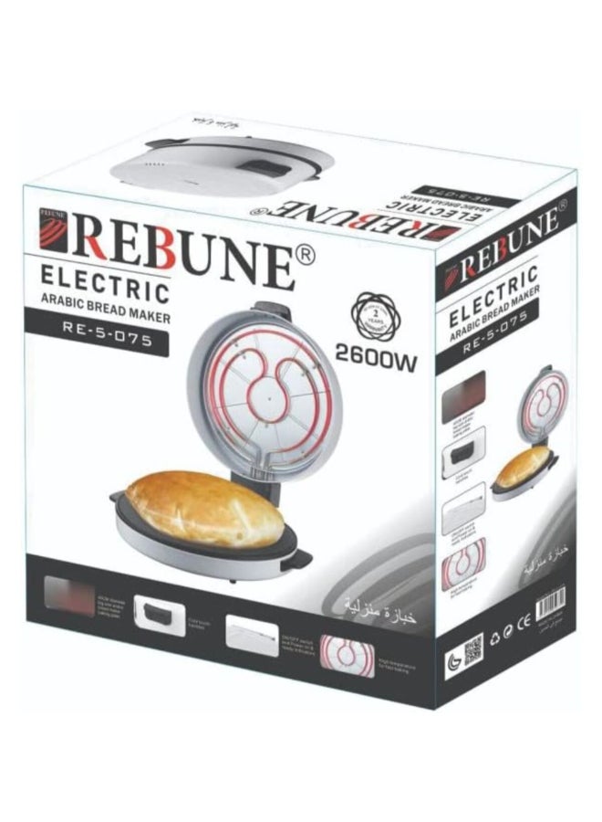 2600W Non-Stick Coating Electric Arabic Bread Maker White and Black 45 cm RE-5-075 2600 W RE-5-075 White and Black