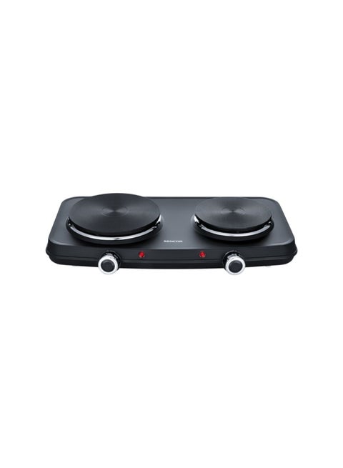 2250W Double Electric Hotplate Black and White  9.6 x 30.2 x 49.6 cm JAHSCP41008785 Black and White