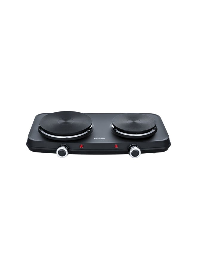 2250W Double Electric Hotplate Black and White  9.6 x 30.2 x 49.6 cm JAHSCP41008785 Black and White