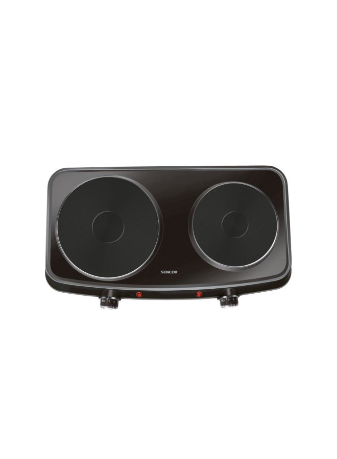 2250W Double Electric Hotplate Black and White  9.6 x 30.2 x 49.6 cm JAHSCP41008785 Black and White