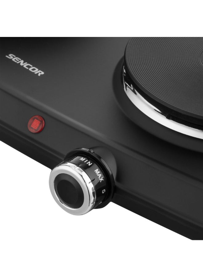 2250W Double Electric Hotplate Black and White  9.6 x 30.2 x 49.6 cm JAHSCP41008785 Black and White