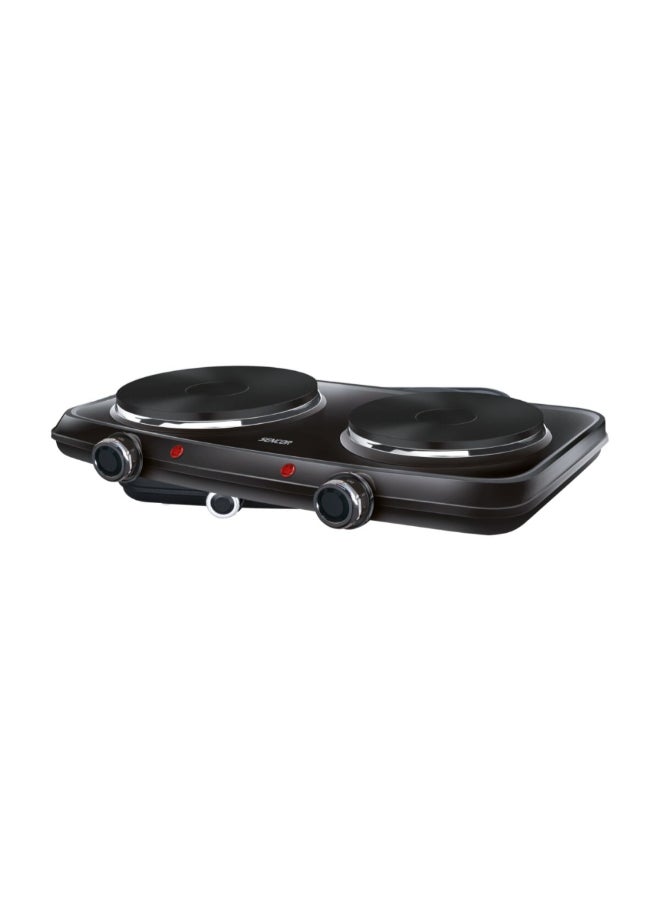 2250W Double Electric Hotplate Black and White  9.6 x 30.2 x 49.6 cm JAHSCP41008785 Black and White